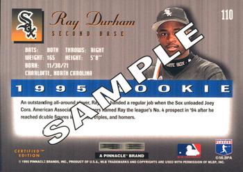 1995 Select Certified - Samples #110 Ray Durham Back