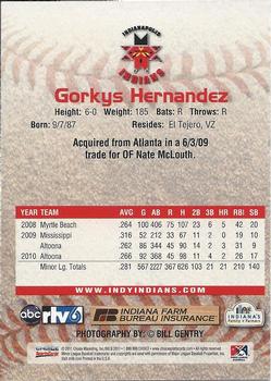 2011 Choice Indianapolis Indians #NNO Gorkys Hernandez Back