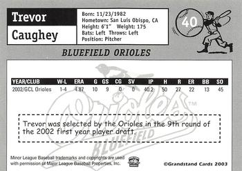 2003 Grandstand Bluefield Orioles #NNO Trevor Caughey Back