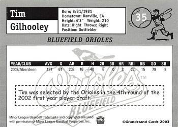 2003 Grandstand Bluefield Orioles #NNO Tim Gilhooly Back