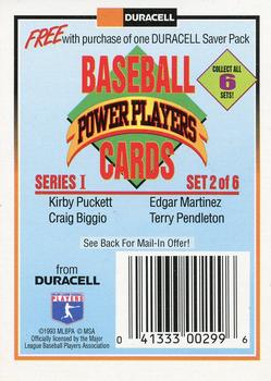 1993 Duracell Power Players I - Checklists / Headers #2 Checklist / Header 2 Front