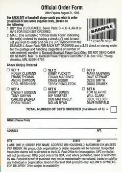 1993 Duracell Power Players I - Checklists / Headers #3 Checklist / Header 3 Back