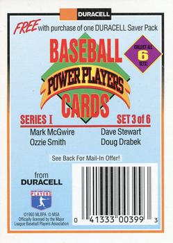 1993 Duracell Power Players I - Checklists / Headers #3 Checklist / Header 3 Front