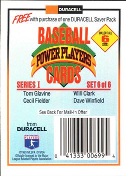 1993 Duracell Power Players I - Checklists / Headers #6 Checklist / Header 6 Front