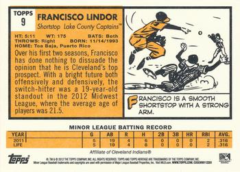 2012 Topps Heritage Minor League #9 Francisco Lindor Back