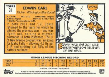 2012 Topps Heritage Minor League #31 Edwin Carl Back