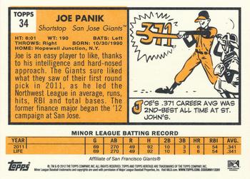 2012 Topps Heritage Minor League #34 Joe Panik Back