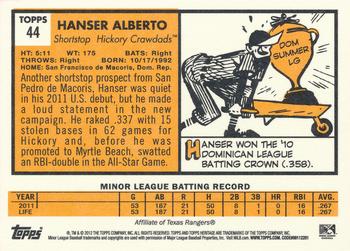2012 Topps Heritage Minor League #44 Hanser Alberto Back