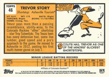 2012 Topps Heritage Minor League #46 Trevor Story Back