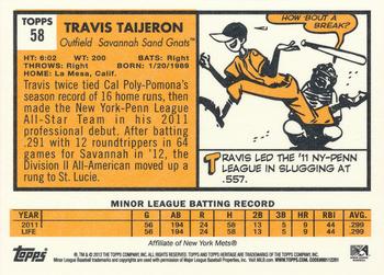 2012 Topps Heritage Minor League #58 Travis Taijeron Back