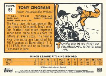 2012 Topps Heritage Minor League #68 Tony Cingrani Back