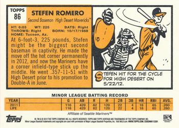2012 Topps Heritage Minor League #86 Stefen Romero Back