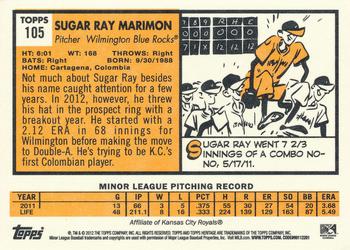 2012 Topps Heritage Minor League #105 Sugar Ray Marimon Back