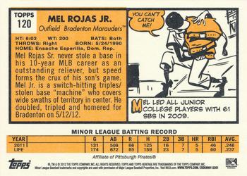 2012 Topps Heritage Minor League #120 Mel Rojas Jr. Back