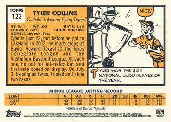 2012 Topps Heritage Minor League #123 Tyler Collins Back