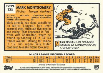 2012 Topps Heritage Minor League #135 Mark Montgomery Back