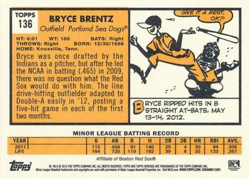 2012 Topps Heritage Minor League #136 Bryce Brentz Back