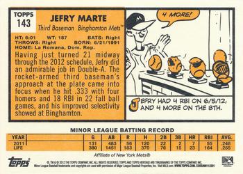 2012 Topps Heritage Minor League #143 Jefry Marte Back