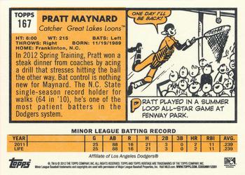 2012 Topps Heritage Minor League #167 Pratt Maynard Back