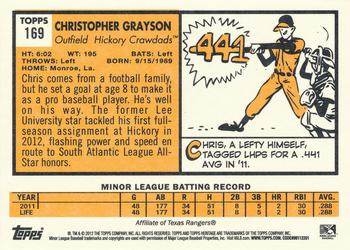 2012 Topps Heritage Minor League #169 Christopher Grayson Back