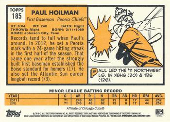 2012 Topps Heritage Minor League #185 Paul Hoilman Back