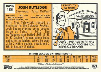 2012 Topps Heritage Minor League #186 Josh Rutledge Back