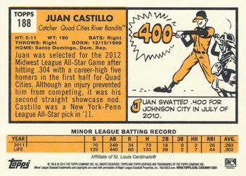 2012 Topps Heritage Minor League #188 Juan Castillo Back