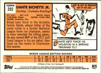 2012 Topps Heritage Minor League #202 Dante Bichette Jr. Back