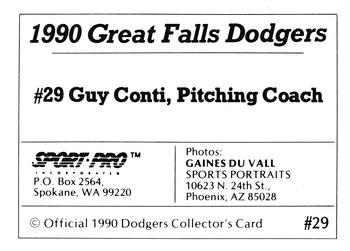 1990 Sport Pro Great Falls Dodgers #29 Guy Conti Back