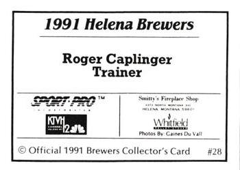 1991 Sport Pro Helena Brewers #28 Roger Caplinger Back