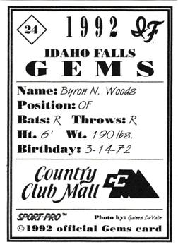 1992 Sport Pro Idaho Falls Gems #24 Byron Woods Back