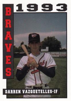 1993 Sport Pro Idaho Falls Braves #12 Darren Vazquetelles Front