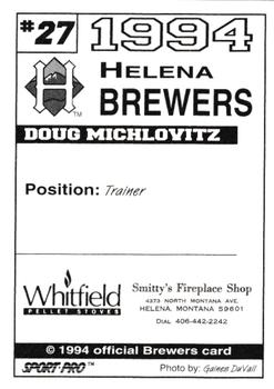 1994 Sport Pro Helena Brewers #27 Doug Michlovitz Back