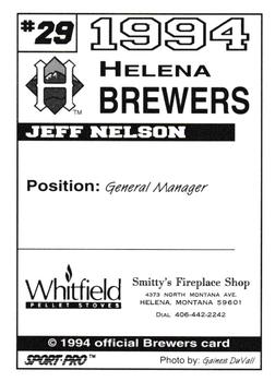 1994 Sport Pro Helena Brewers #29 Jeff Nelson Back