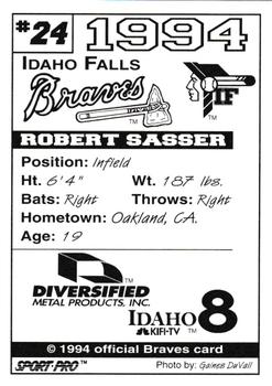 1994 Sport Pro Idaho Falls Braves #24 Robert Sasser Back