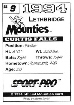 1994 Sport Pro Lethbridge Mounties #9 Curtis Falls Back