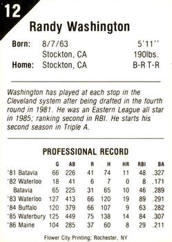 1987 Pucko Buffalo Bisons #12 Randy Washington Back