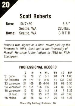 1987 Pucko Buffalo Bisons #20 Scott Roberts Back