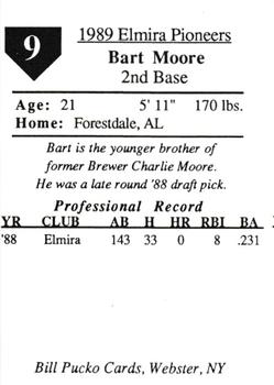 1989 Pucko Elmira Pioneers #9 Bart Moore Back