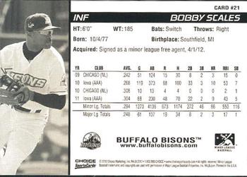 2012 Choice Buffalo Bisons #21 Bobby Scales Back