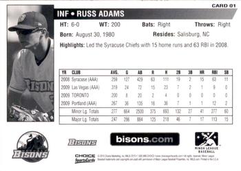 2010 Choice Buffalo Bisons #1 Russ Adams Back
