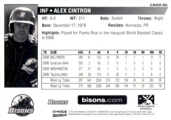 2010 Choice Buffalo Bisons #5 Alex Cintron Back