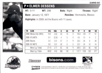 2010 Choice Buffalo Bisons #7 Elmer Dessens Back