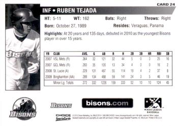 2010 Choice Buffalo Bisons #24 Ruben Tejada Back