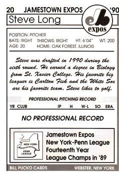 1990 Pucko Jamestown Expos #20 Steve Long Back