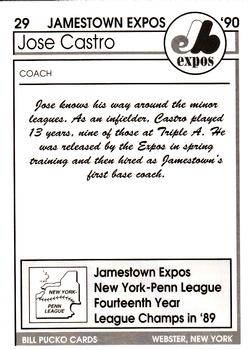 1990 Pucko Jamestown Expos #29 Jose Castro Back