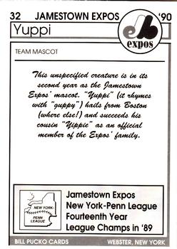 1990 Pucko Jamestown Expos #32 Yuppi  Back