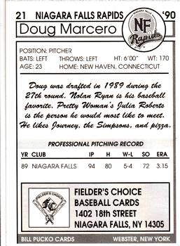 1990 Pucko Niagara Falls Rapids #21 Doug Marcero Back