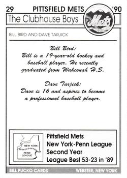 1990 Pucko Pittsfield Mets #29 Clubhouse Boys - Bill Bird / Dave Tarjick Back