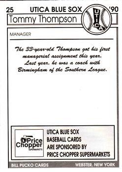 1990 Pucko Utica Blue Sox #25 Tommy Thompson Back